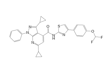 3,6-dicyclopropyl-N-{4-[4-(difluoromethoxy)phenyl]-1,3-thiazol-2-yl}-1-phenyl-1H-pyrazolo[3,4-b]pyridine-4-carboxamide