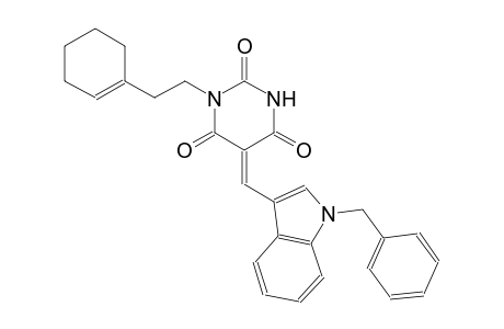 2,4,6(1H,3H,5H)-pyrimidinetrione, 1-[2-(1-cyclohexen-1-yl)ethyl]-5-[[1-(phenylmethyl)-1H-indol-3-yl]methylene]-, (5E)-