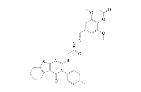 2,6-dimethoxy-4-{(E)-[({[3-(4-methylphenyl)-4-oxo-3,4,5,6,7,8-hexahydro[1]benzothieno[2,3-d]pyrimidin-2-yl]sulfanyl}acetyl)hydrazono]methyl}phenyl acetate