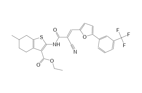 ethyl 2-[((2E)-2-cyano-3-{5-[3-(trifluoromethyl)phenyl]-2-furyl}-2-propenoyl)amino]-6-methyl-4,5,6,7-tetrahydro-1-benzothiophene-3-carboxylate