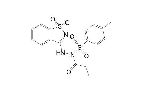 benzenesulfonic acid, 4-methyl-, 2-(1,1-dioxido-1,2-benzisothiazol-3-yl)-1-(1-oxopropyl)hydrazide