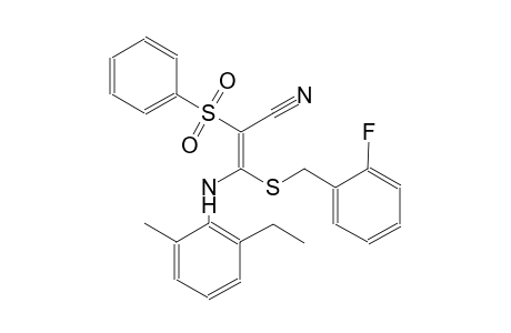 2-propenenitrile, 3-[(2-ethyl-6-methylphenyl)amino]-3-[[(2-fluorophenyl)methyl]thio]-2-(phenylsulfonyl)-, (2E)-