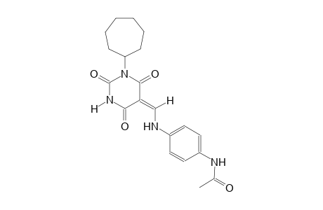 N-(4-{[(E)-(1-cycloheptyl-2,4,6-trioxotetrahydro-5(2H)-pyrimidinylidene)methyl]amino}phenyl)acetamide