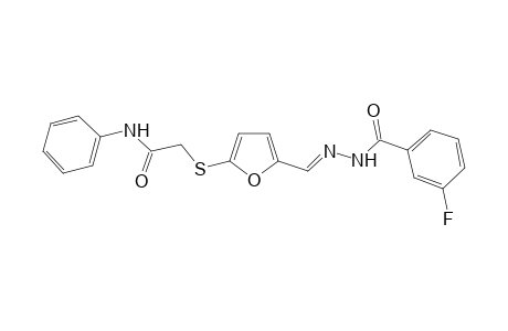 3-Fluoranyl-N-[(E)-[5-(2-oxidanylidene-2-phenylazanyl-ethyl)sulfanylfuran-2-yl]methylideneamino]benzamide