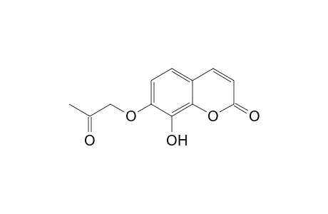 2H-1-Benzopyran-2-one, 8-hydroxy-7-(2-oxopropoxy)-