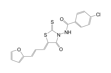 4-chloro-N-{(5Z)-5-[(2E)-3-(2-furyl)-2-propenylidene]-4-oxo-2-thioxo-1,3-thiazolidin-3-yl}benzamide