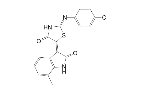 (3Z)-3-{(2Z)-2-[(4-chlorophenyl)imino]-4-oxo-1,3-thiazolidin-5-ylidene}-7-methyl-1,3-dihydro-2H-indol-2-one