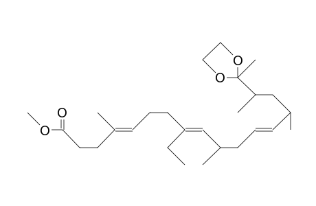 4,10(S),14(S),16(R)-Tetramethyl-8-ethyl-16-(2-methyl-1,3-dioxolan-2-yl)-heptadeca-4(E),8(E),12(E)-trienoic acid, methyl E