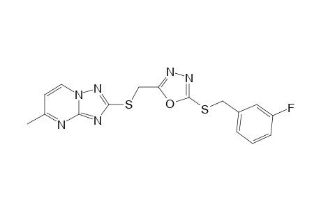2-((5-(3-Fluorobenzylthio)-1,3,4-oxadiazol-2-yl)-methylthio)-5-dimethyl-1,2,4-triazolo-[1,5-a]pyrimidine