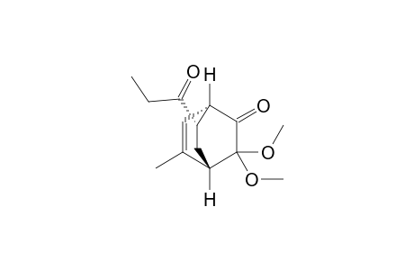 (1S*,4S*,7S*)-3,3-Dimethoxy-5-methyl-7-propionyl-bicyclo[2.2.2]oct-5-en-2-one