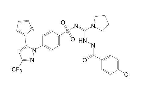 N-{{p-[5-(2-thienyl)-3-(trifluoromethyl)pyrazol-1-yl]phenyl}sulfonyl}-1-pyrrolidinecarboximidic acid, 2-(p-chlorobenzoyl)hydrazide
