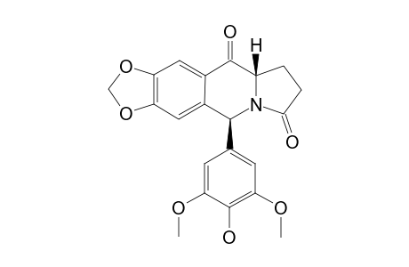 7,8-METHYLENEDIOXY-5-(4'-HYDROXY-3',5'-DIMETHOXYPHENYL)-1,2,3,5,10,10A-HEXAHYDROBENZ-[F]-INDOLIZINE-3,10-DIONE