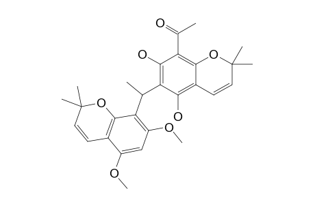 MELIFOLIN;6-[1-(5,7-DIMETHOXY-2,2-DIMETHYL-2H-1-BENZOPYRAN-8-YL)-ETHYL]-8-ACETYL-5,7-DIHYDROXY-2,2-DIMETHYL-2H-1-BENZOPYRAN