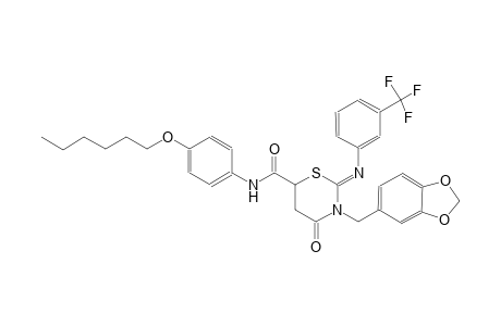 (2Z)-3-(1,3-benzodioxol-5-ylmethyl)-N-[4-(hexyloxy)phenyl]-4-oxo-2-{[3-(trifluoromethyl)phenyl]imino}tetrahydro-2H-1,3-thiazine-6-carboxamide