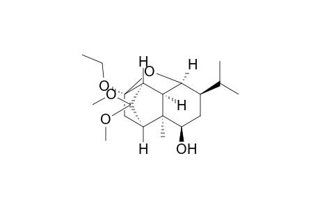 (1S*,3R*,,5R*,7R*,8R*,9R*,10R*,12R*)-3-Ethoxy-10-hydroxy-12-isopropyl-6,6-dimethoxy-9-methyl-2-oxatetracyclo[6.4.0.0(3,7).0(5,9)]dodecane