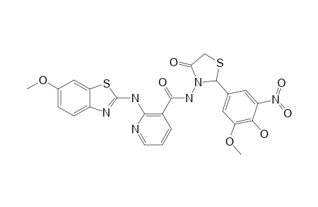 2-[N-(6-METHOXYBENZOTHIAZOLYL)-AMINO]-PYRIDINE-3-[2-(3-METHOXY-4-HYDROXY-5-NITROPHENYL)]-CARBOXAMIDO-1,3-THIAZOLIDIN-4-ONE