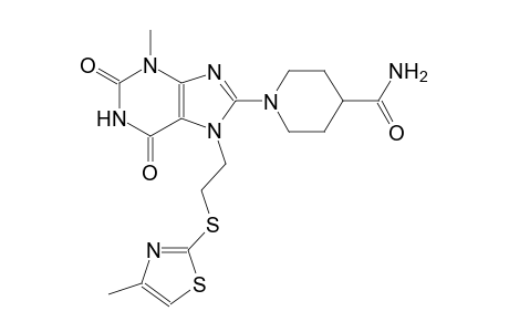 1-(3-methyl-7-{2-[(4-methyl-1,3-thiazol-2-yl)sulfanyl]ethyl}-2,6-dioxo-2,3,6,7-tetrahydro-1H-purin-8-yl)-4-piperidinecarboxamide