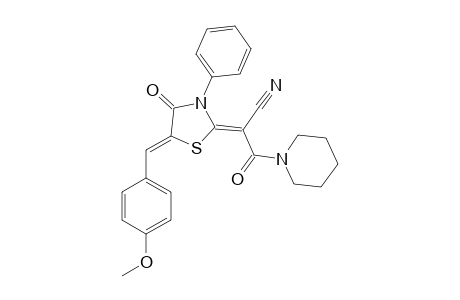 2-[5-(4-METHOXYBENZYLIDENE)-4-OXO-3-PHENYL-THIAZOLIDIN-2-YLIDENE]-3-OXO-3-PIPERIDIN-1-YL-PROPIONITRILE
