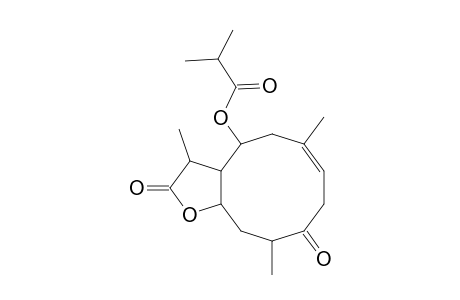 Propanoic acid, 2-methyl-, 2,3,3a,4,5,8,9,10,11,11a-decahydro-3,6,10-trimethyl-2,9-dioxocyclodec a[b]furan-4-yl ester