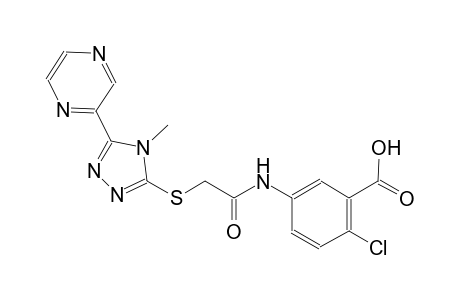 2-chloro-5-[({[4-methyl-5-(2-pyrazinyl)-4H-1,2,4-triazol-3-yl]sulfanyl}acetyl)amino]benzoic acid