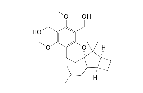 Spiro[2H-1-benzopyran-2,3'-bicyclo[3.2.0]heptane]-6,8-dimethanol, 3,4-dihydro-5,7-dimethoxy-2',2'-dimethyl-4-(2-methylpropyl)-, [1'.alpha.,3'.alpha.,3'(S*),5'.alpha.]-(.+-.)-