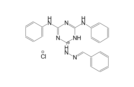 (1E,2E)-2-benzylidene-1-(4,6-bis(phenylamino)-1,3,5-triazin-2(1H)-ylidene)hydrazin-1-ium chloride