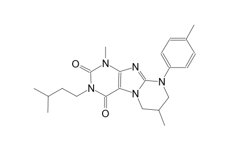 3-isopentyl-1,7-dimethyl-9-(4-methylphenyl)-6,7,8,9-tetrahydropyrimido[2,1-f]purine-2,4(1H,3H)-dione