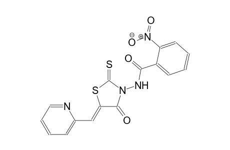 2-nitro-N-[(5Z)-4-oxo-5-(2-pyridinylmethylene)-2-thioxo-1,3-thiazolidin-3-yl]benzamide