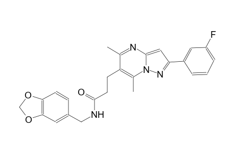 pyrazolo[1,5-a]pyrimidine-6-propanamide, N-(1,3-benzodioxol-5-ylmethyl)-2-(3-fluorophenyl)-5,7-dimethyl-