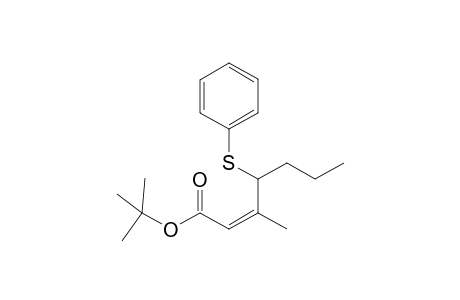 t-Butyl 3-methyl-4-phenylthiohept-2(Z)-enoate