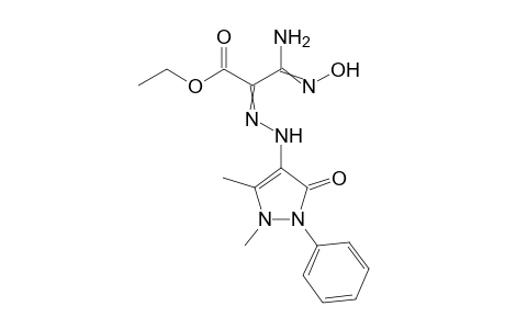 Ethyl 2-[2-(1,5-dimethyl-3-oxo-2-phenyl-2,3-dihydro-1H-pyrazol-4-yl)hydrazin-1-ylidene]-2-(N'-hydroxycarbamidoyl)acetate