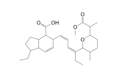 2H-pyran-2-acetic acid,6-(4-(4-carboxy-1-ethyl-2,3,3a,4,5,7a-hexahydro-1H-inden-5-yl)-1-ethyl-1,3-butadienyl)tetrahydro-.alpha.,5-dimethyl-,methyl ester