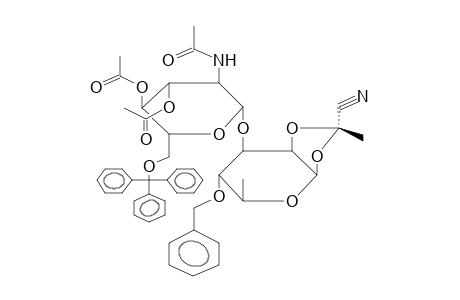 3-O-(2-ACETAMIDO-3,4-DI-O-ACETYL-2-DEOXY-6-O-TRITYL-BETA-D-GLUCOPYRANOSYL)-4-O-BENZYL-1,2-O-[1-(ENDO-CYANO)ETHYLIDENE]-BETA-L-RHAMNOPYRANOSE
