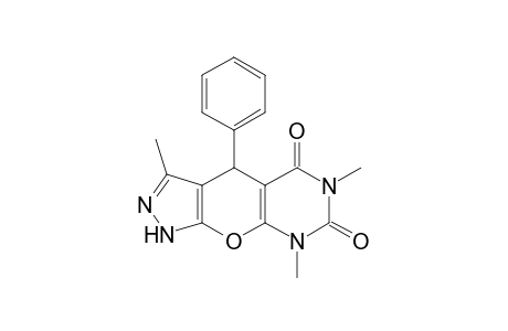 3,6,8-trimethyl-4-phenyl-6,8-dihydropyrazolo[4',3':5,6]pyrano[2,3-d]pyrimidine-5,7(1H,4H)-dione