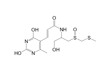 2-Propenamide, N-(1-(hydroxymethyl)-2-(((methylthio)methyl)sulfinyl)ethyl)-3-(1,2,3,4-tetrahydro-6-methyl-2,4-dioxo-5-pyrimidinyl)-, (S-(E))-