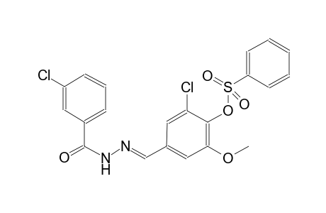 2-chloro-4-{(E)-[(3-chlorobenzoyl)hydrazono]methyl}-6-methoxyphenyl benzenesulfonate