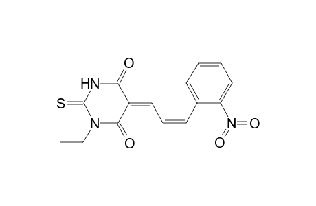 (5Z)-1-ethyl-5-[(Z)-3-(2-nitrophenyl)prop-2-enylidene]-2-sulfanylidene-1,3-diazinane-4,6-dione