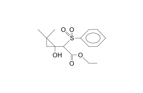 Ethyl ester of (R,R)and(R,S)-1-hydroxy-2,2-dimethyl-.alpha.-(phenylsulfonyl)cyclo-propane acetic acid