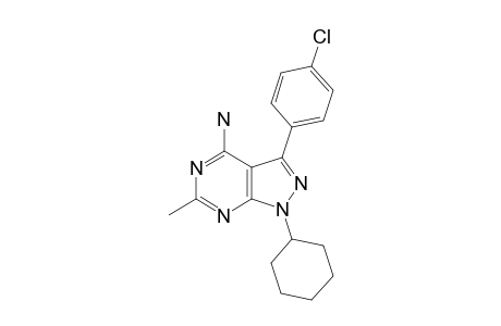 4-AMINO-3-(PARA-CHLOROPHENYL)-1-CYClOHEXYL-6-METHYLPYRAZOLO-[3,4-D]-PYRIMIDINE