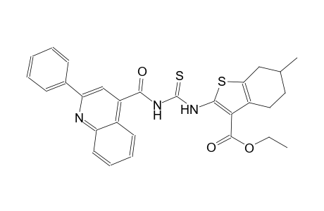 ethyl 6-methyl-2-[({[(2-phenyl-4-quinolinyl)carbonyl]amino}carbothioyl)amino]-4,5,6,7-tetrahydro-1-benzothiophene-3-carboxylate