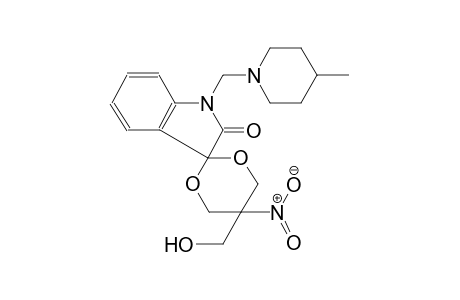 5-(hydroxymethyl)-1'-[(4-methylpiperidin-1-yl)methyl]-5-nitrospiro[1,3-dioxane-2,3'-indole]-2'-one 5-(hydroxymethyl)-1'-[(4-methyl-1-piperidyl)methyl]-5-nitro-spiro[1,3-dioxane-2,3'-indoline]-2'-one 5-(hydroxymethyl)-1'-[(4-methyl-1-piperidinyl)methyl]-5-nitro-2'-spiro[1,3-dioxane-2,3'-indoline]one 5-methylol-1'-[(4-methyl-1-piperidyl)methyl]-5-nitro-spiro[1,3-dioxane-2,3'-indoline]-2'-one 5-(hydroxymethyl)-1'-[(4-methylpiperidin-1-yl)methyl]-5-nitro-spiro[1,3-dioxane-2,3'-indole]-2'-one