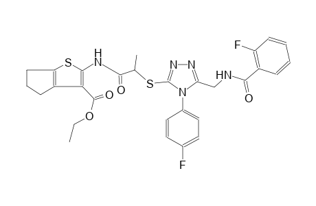 4H-cyclopenta[b]thiophene-3-carboxylic acid, 2-[[2-[[5-[[(2-fluorobenzoyl)amino]methyl]-4-(4-fluorophenyl)-4H-1,2,4-triazol-3-yl]thio]-1-oxopropyl]amino]-5,6-dihydro-, ethyl ester