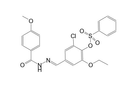 2-chloro-6-ethoxy-4-{(E)-[(4-methoxybenzoyl)hydrazono]methyl}phenyl benzenesulfonate
