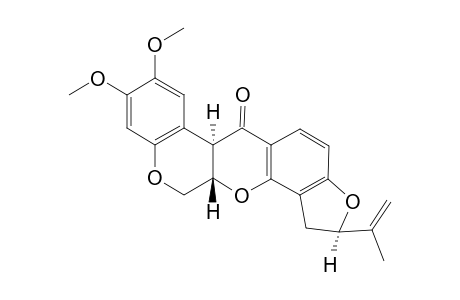 (6aS,12aR,5'R)-trans(+)-rotenone [(6aS,12aR,5'R)-trans-1,2,12,12a-Tetrahyfdro-8,9-dimethoxy-2-(1-methylethenyl)-[1]benzopyrano[3,4-b]furo[2,3-h][1]benzopyran-6(6aH)-one]