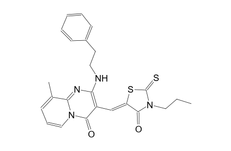9-methyl-3-[(Z)-(4-oxo-3-propyl-2-thioxo-1,3-thiazolidin-5-ylidene)methyl]-2-[(2-phenylethyl)amino]-4H-pyrido[1,2-a]pyrimidin-4-one