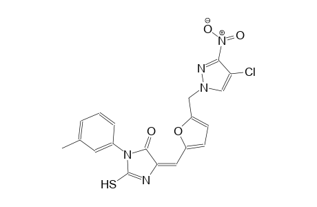 (5E)-5-({5-[(4-chloro-3-nitro-1H-pyrazol-1-yl)methyl]-2-furyl}methylene)-3-(3-methylphenyl)-2-sulfanyl-3,5-dihydro-4H-imidazol-4-one