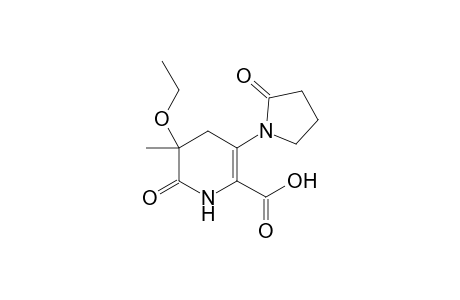 (+-)-5-Ethoxy-1,4,5,6-tetrahydro-6-oxo-5-methyl-3-(2-oxo-1-pyrrolidinyl)-2-pyridinecarboxylic acid