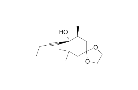 1,4-Dioxaspiro[4.5]decan-8-ol, 8-(1-butynyl)-7,7,9-trimethyl-, trans-