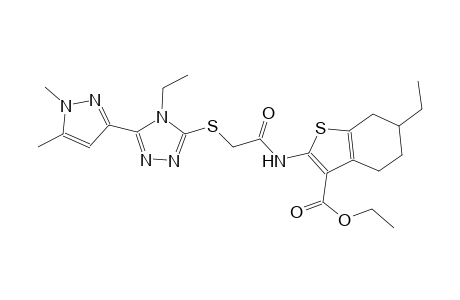 ethyl 2-[({[5-(1,5-dimethyl-1H-pyrazol-3-yl)-4-ethyl-4H-1,2,4-triazol-3-yl]sulfanyl}acetyl)amino]-6-ethyl-4,5,6,7-tetrahydro-1-benzothiophene-3-carboxylate