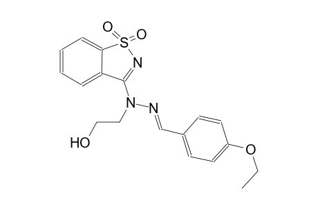 benzaldehyde, 4-ethoxy-, (1,1-dioxido-1,2-benzisothiazol-3-yl)(2-hydroxyethyl)hydrazone